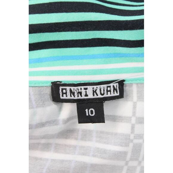 Anni Kuan Womens Striped Button Down Belted Dress Multi Colored Size 10 - Picture 4 of 6